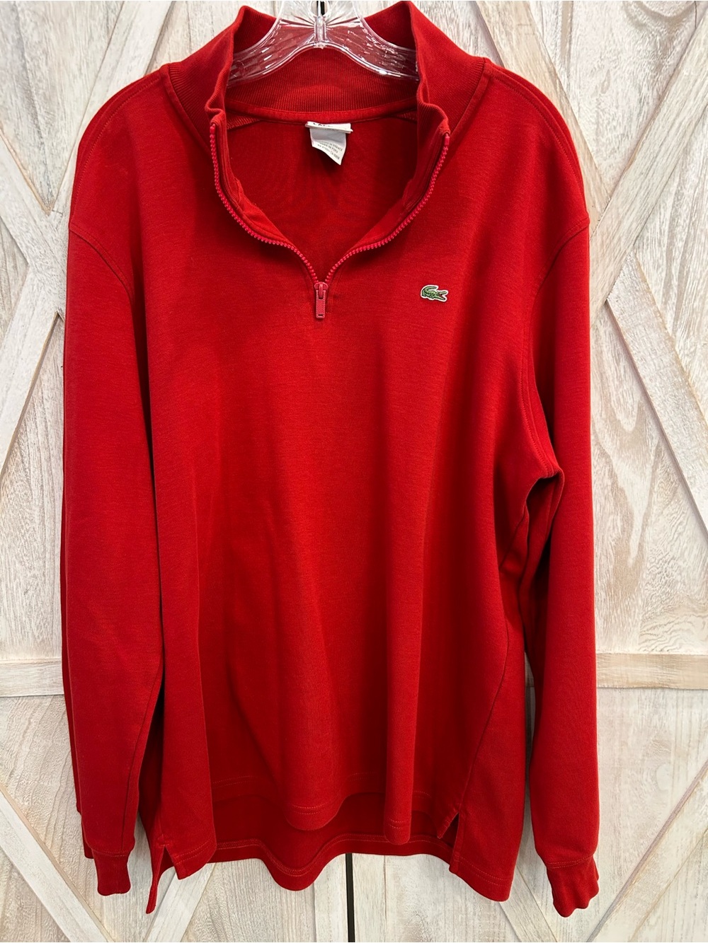 Lacoste Red Half-Zip Pullover with Crocodile Logo